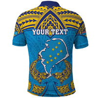 Personalised Tuvalu Independence Day Polo Shirt Coat Of Arms With Polynesian Dolphin Tattoo