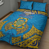 Tuvalu Independence Day Quilt Bed Set Coat Of Arms With Polynesian Dolphin Tattoo LT05 - Polynesian Pride