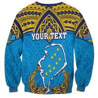 Personalised Tuvalu Independence Day Sweatshirt Coat Of Arms With Polynesian Dolphin Tattoo LT05 - Polynesian Pride