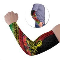 Retro Hawaiian Singer Arm Sleeves Polynesian Style Tropical Flowers LT05 Set of 2 Black - Polynesian Pride