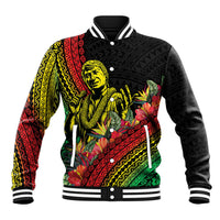 Retro Hawaiian Singer Baseball Jacket Polynesian Style Tropical Flowers LT05 Unisex Black - Polynesian Pride