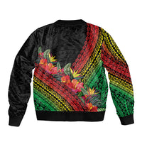 Retro Hawaiian Singer Bomber Jacket Polynesian Style Tropical Flowers LT05 - Polynesian Pride