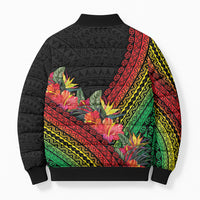 Retro Hawaiian Singer Bomber Puffer Jacket Polynesian Style Tropical Flowers LT05 - Polynesian Pride