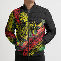 Retro Hawaiian Singer Bomber Puffer Jacket Polynesian Style Tropical Flowers LT05 - Polynesian Pride