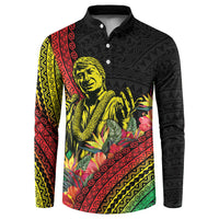 Retro Hawaiian Singer Button Sweatshirt Polynesian Style Tropical Flowers LT05 Black - Polynesian Pride