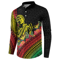 Retro Hawaiian Singer Button Sweatshirt Polynesian Style Tropical Flowers LT05 - Polynesian Pride