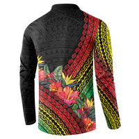Retro Hawaiian Singer Button Sweatshirt Polynesian Style Tropical Flowers LT05 - Polynesian Pride