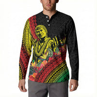 Retro Hawaiian Singer Button Sweatshirt Polynesian Style Tropical Flowers LT05 - Polynesian Pride