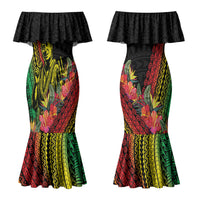 Retro Hawaiian Singer Couples Matching Mermaid Dress and Hawaiian Shirt Polynesian Style Tropical Flowers LT05 - Polynesian Pride