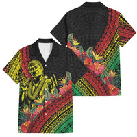 Retro Hawaiian Singer Family Matching Tank Maxi Dress and Hawaiian Shirt Polynesian Style Tropical Flowers LT05 Dad's Shirt - Short Sleeve Black - Polynesian Pride