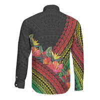 Retro Hawaiian Singer Long Sleeve Button Shirt Polynesian Style Tropical Flowers LT05 - Polynesian Pride