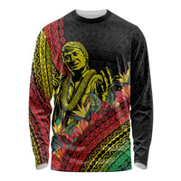 Retro Hawaiian Singer Long Sleeve Shirt Polynesian Style Tropical Flowers LT05 Unisex Black - Polynesian Pride