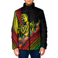 Retro Hawaiian Singer Padded Jacket Polynesian Style Tropical Flowers LT05 Men Black - Polynesian Pride