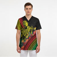 Retro Hawaiian Singer Scrub Top Polynesian Style Tropical Flowers LT05 - Polynesian Pride