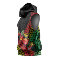 Retro Hawaiian Singer Sleeveless Hoodie Polynesian Style Tropical Flowers LT05 - Polynesian Pride