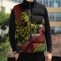 Retro Hawaiian Singer Sleeveless Puffer Jacket Polynesian Style Tropical Flowers LT05 - Polynesian Pride