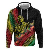 Retro Hawaiian Singer Zip Hoodie Polynesian Style Tropical Flowers LT05 Pullover Hoodie Black - Polynesian Pride