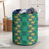 Hawaii Waikiki King Laundry Basket Green Quilt With Pua Manu LT05 Green - Polynesian Pride