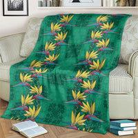 Hawaii Waikiki King Blanket Green Quilt With Pua Manu LT05 - Polynesian Pride