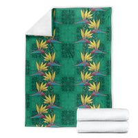 Hawaii Waikiki King Blanket Green Quilt With Pua Manu LT05 - Polynesian Pride
