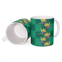 Hawaii Waikiki King Ceramic Mug Green Quilt With Pua Manu LT05 - Polynesian Pride