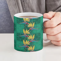 Hawaii Waikiki King Ceramic Mug Green Quilt With Pua Manu LT05 - Polynesian Pride