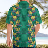 Hawaii Waikiki King Hawaiian Shirt Green Quilt With Pua Manu LT05 - Polynesian Pride