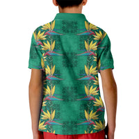 Hawaii Waikiki King Kid Polo Shirt Green Quilt With Pua Manu LT05 - Polynesian Pride