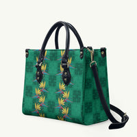 Hawaii Waikiki King Leather Bag Green Quilt With Pua Manu LT05 Green - Polynesian Pride