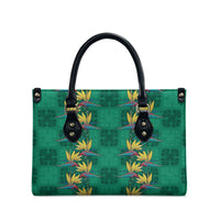 Hawaii Waikiki King Leather Bag Green Quilt With Pua Manu LT05 - Polynesian Pride