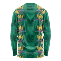 Hawaii Waikiki King Long Sleeve Shirt Green Quilt With Pua Manu LT05 - Polynesian Pride