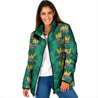 Hawaii Waikiki King Padded Jacket Green Quilt With Pua Manu LT05 Women Green - Polynesian Pride