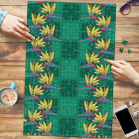 Hawaii Waikiki King Puzzle Green Quilt With Pua Manu LT05 Green - Polynesian Pride