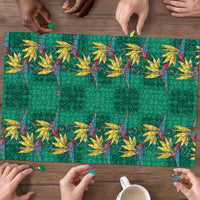 Hawaii Waikiki King Puzzle Green Quilt With Pua Manu LT05 - Polynesian Pride