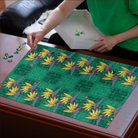 Hawaii Waikiki King Puzzle Green Quilt With Pua Manu LT05 - Polynesian Pride