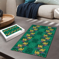 Hawaii Waikiki King Puzzle Green Quilt With Pua Manu LT05 - Polynesian Pride