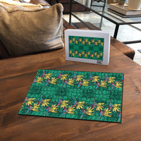 Hawaii Waikiki King Puzzle Green Quilt With Pua Manu LT05 - Polynesian Pride