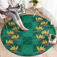 Hawaii Waikiki King Round Carpet Green Quilt With Pua Manu LT05 - Polynesian Pride