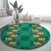 Hawaii Waikiki King Round Carpet Green Quilt With Pua Manu LT05 - Polynesian Pride