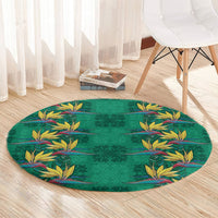 Hawaii Waikiki King Round Carpet Green Quilt With Pua Manu LT05 - Polynesian Pride