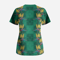 Hawaii Waikiki King Scrub Top Green Quilt With Pua Manu LT05 - Polynesian Pride