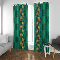 Hawaii Waikiki King Window Curtain Green Quilt With Pua Manu LT05 With Grommets Green - Polynesian Pride