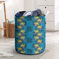 Hawaii Waikiki King Laundry Basket Blue Quilt With Pua Manu LT05 Blue - Polynesian Pride