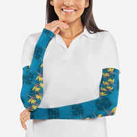 Hawaii Waikiki King Arm Sleeves Blue Quilt With Pua Manu LT05 - Polynesian Pride