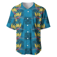 Hawaii Waikiki King Baseball Jersey Blue Quilt With Pua Manu LT05 Blue - Polynesian Pride