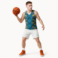 Hawaii Waikiki King Basketball Jersey Blue Quilt With Pua Manu LT05 - Polynesian Pride