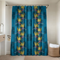 Hawaii Waikiki King Bathroom Set Blue Quilt With Pua Manu LT05 Shower Curtain Only Blue - Polynesian Pride