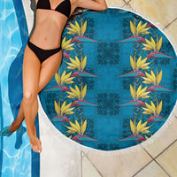 Hawaii Waikiki King Beach Blanket Blue Quilt With Pua Manu LT05 - Polynesian Pride