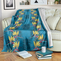 Hawaii Waikiki King Blanket Blue Quilt With Pua Manu LT05 Blue - Polynesian Pride