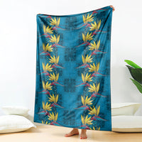 Hawaii Waikiki King Blanket Blue Quilt With Pua Manu LT05 - Polynesian Pride